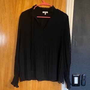 Max Studio Black Pleated Blouse